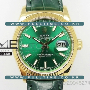 [ETA 2836-2 MOVE] Rolex Datedate Full YG Wrapped 36mm - 롤렉스 데이데이트 옐로우골드 포금 그린 엘리스트랩 - rl409