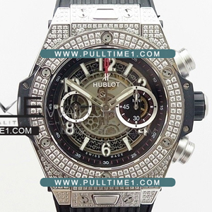 [HUB1220] Hublot Big Bang Unico SS Full Paved Diamonds 45mm 3A Best Edition - 위블로 빅뱅 유니코 다이아몬드 베스트 에디션 - HUB245