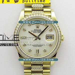 [2836 MOVE] Rolex DayDate 128239 36mm YG/Crystal BP President Bracelet Best Edition - 로렉스 데이데이트 옐로우골드 주얼리 베스트에디션