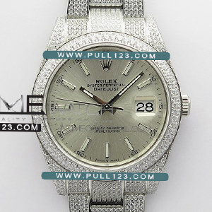 [2824 MOVE] Rolex DateJust 41mm SS 126334 904L Full Paved Diamonds BP Best Edition - 롤렉스 데이져스트 풀 다이아몬드 베스트에디션