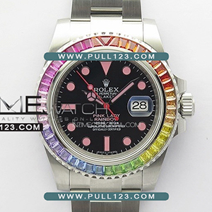 [3135 MOVE] Rolex Submariner SS Pink Lady Rainbow Bezel SS RA 1:1 Best Edition - 롤렉스 서브마리너 레인보우 베스트에디션